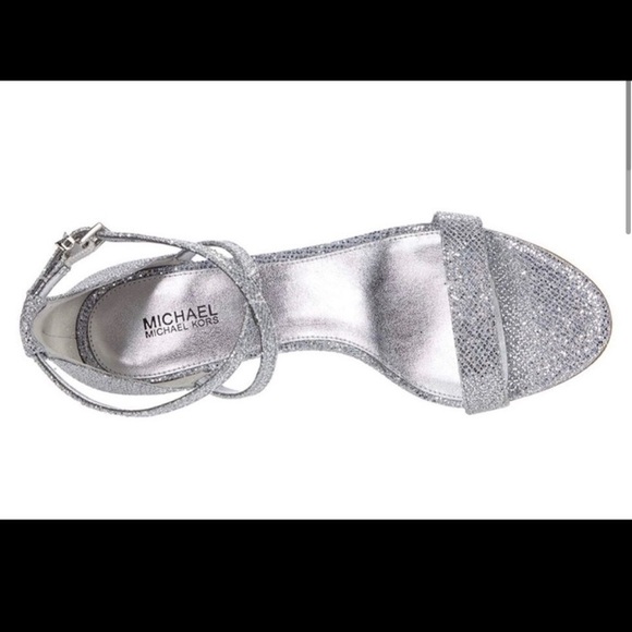 Michael Kors Ava Mid Sandal in Silver Glitter Mesh- Size 9 and 9.5 $125 - Picture 2 of 4